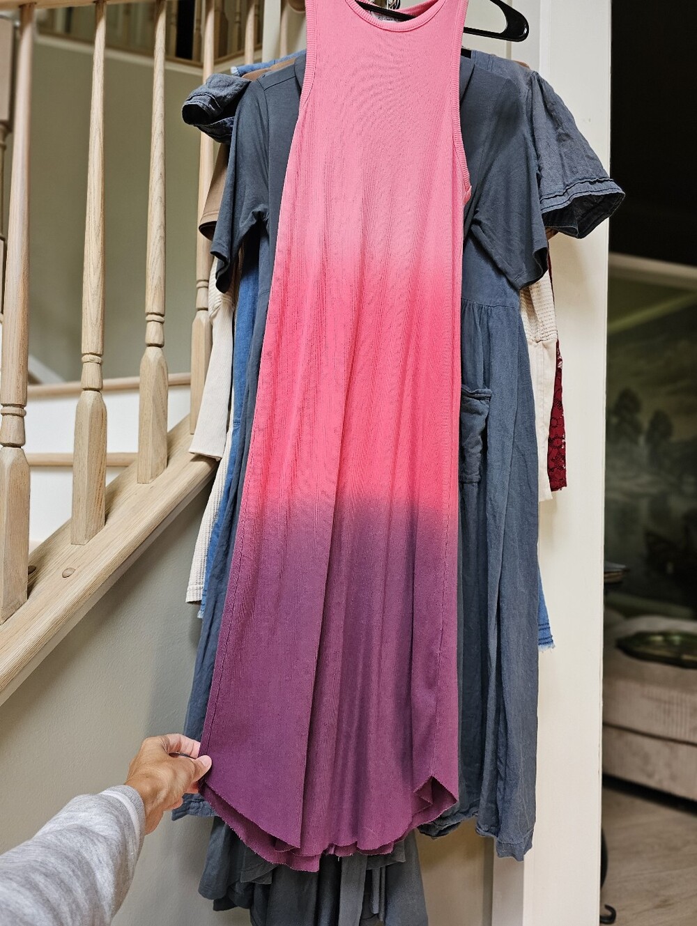 Young Fabulous & Broke Robbie Tie Dye Ribbed Tank Midi Dress Pink Purple Ombre - Picture 8 of 10
